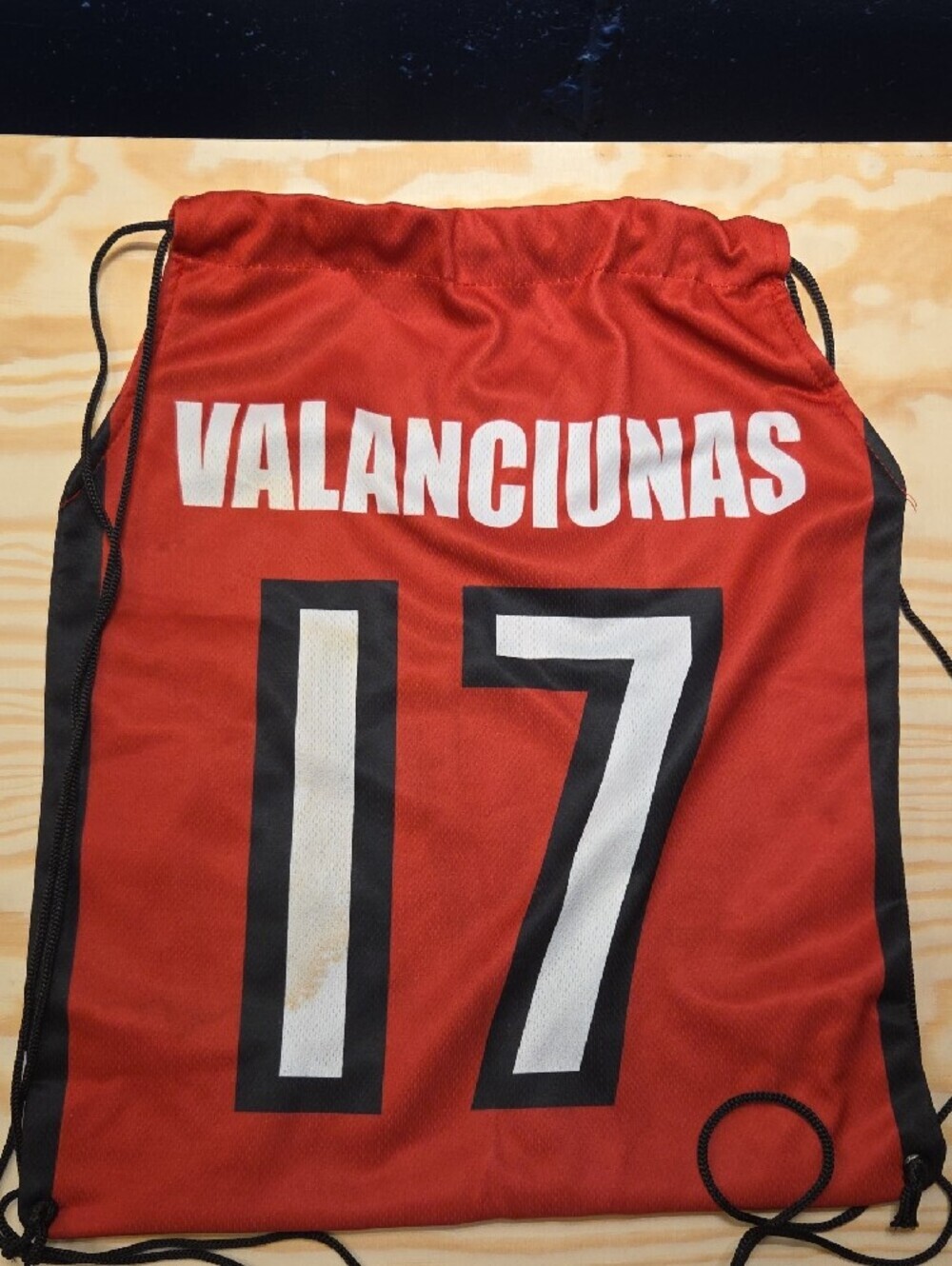 Toronto Raptors Jonas Valanciunas Red Drawstring Bag - Picture 2 of 3